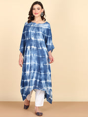 Rayon Tie Dye Blue Kaftan Kurta (W1358)