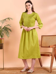 Lime Green Straight Kurta with Soft Rayon (W1570)