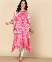 Rayon Tie Dye Pink Kaftan kurta (W1354)