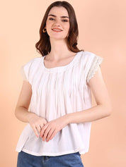 Vibrant White Tie-Dye Everywhere Top In Soft Rayon (W1553)