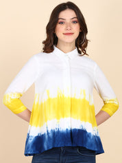 Tie Dyed 2 Piece Collar with Double Pleated Rayon Shirt (W1483)