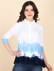 Tie Dyed Pleated Collar Rayon Shirt (W1482)