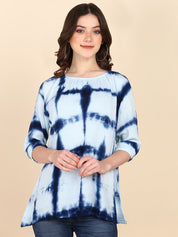 Tie Dyed Round Neck Rayon Crepe Top (W1476)