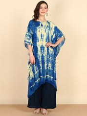 Rayon Tie Dye Blue And Light Green Kaftan kurta (W1351)