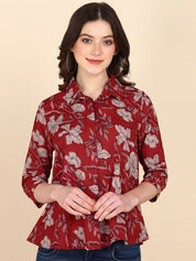 Floral Printed Comfort Fit Shirt for Women (W1479)