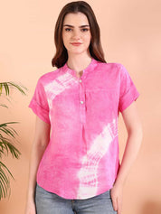 Vibrant Pink Tie-Dye Everywhere Top In Soft Rayon (W1540)