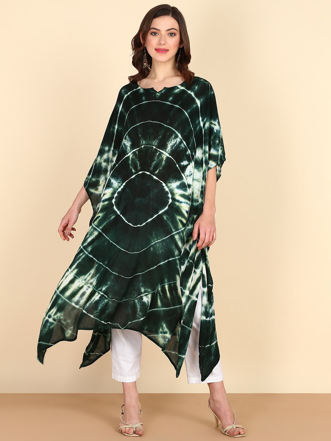 Rayon Tie Dye Multicolour Kaftan kurta (W1353)