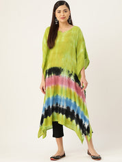 Rayon Tie Dye Green Kaftan Kurta (W1355)