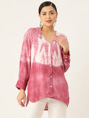 Rayon Tie Dye Pink Slub Shirt (W1341)