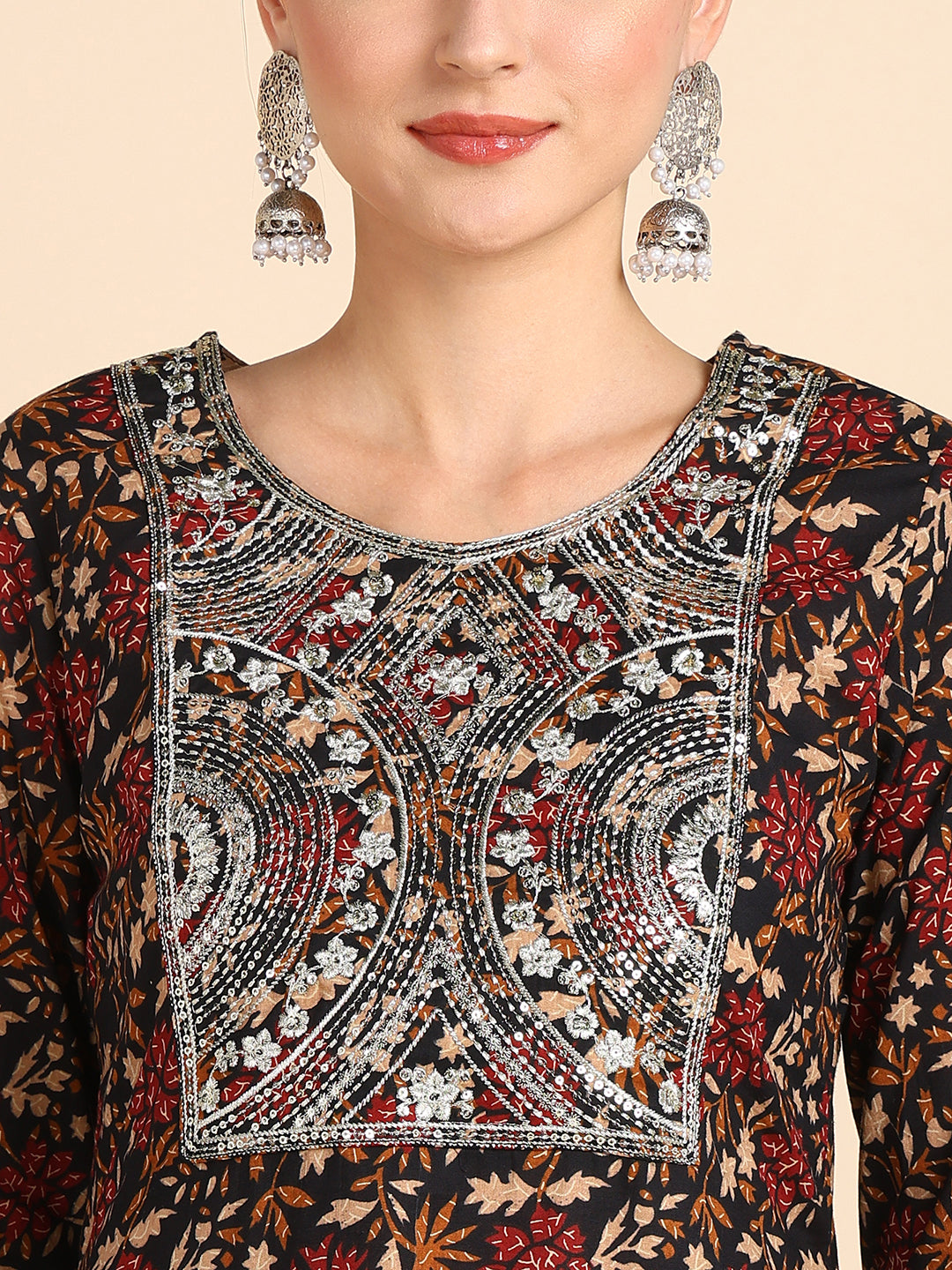 Women Embroidered Printed Rayon Straight Kurta (W1517)