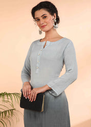 Women Handmade Ombre Rayon Crepe Straight Grey Kurta (W1580)