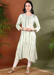 Women Handmade Striped Pure Cotton Straight Yellow Kurta (W1596)