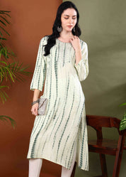 Women Handmade Striped Pure Cotton Straight Yellow Kurta (W1596)