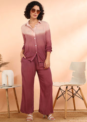 Women Handmade Rayon Crepe Straight Peach Co-ord Set (W1620)