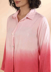 Women Handmade Tie-Dye Rayon Pink Shirt (W1624)