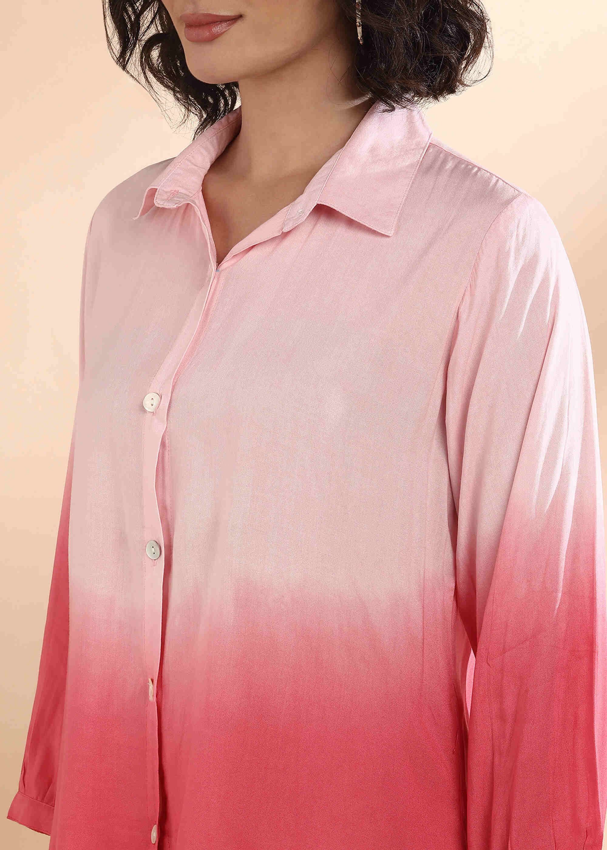 Women Handmade Tie-Dye Rayon Pink Shirt (W1624)