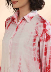 Women Handmade Tie-Dye Rayon White Shirt (W1625)