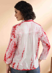 Women Handmade Tie-Dye Rayon White Shirt (W1625)