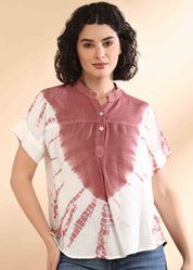 Women Handmade Tie-Dye Rayon Brown Top (W1631)