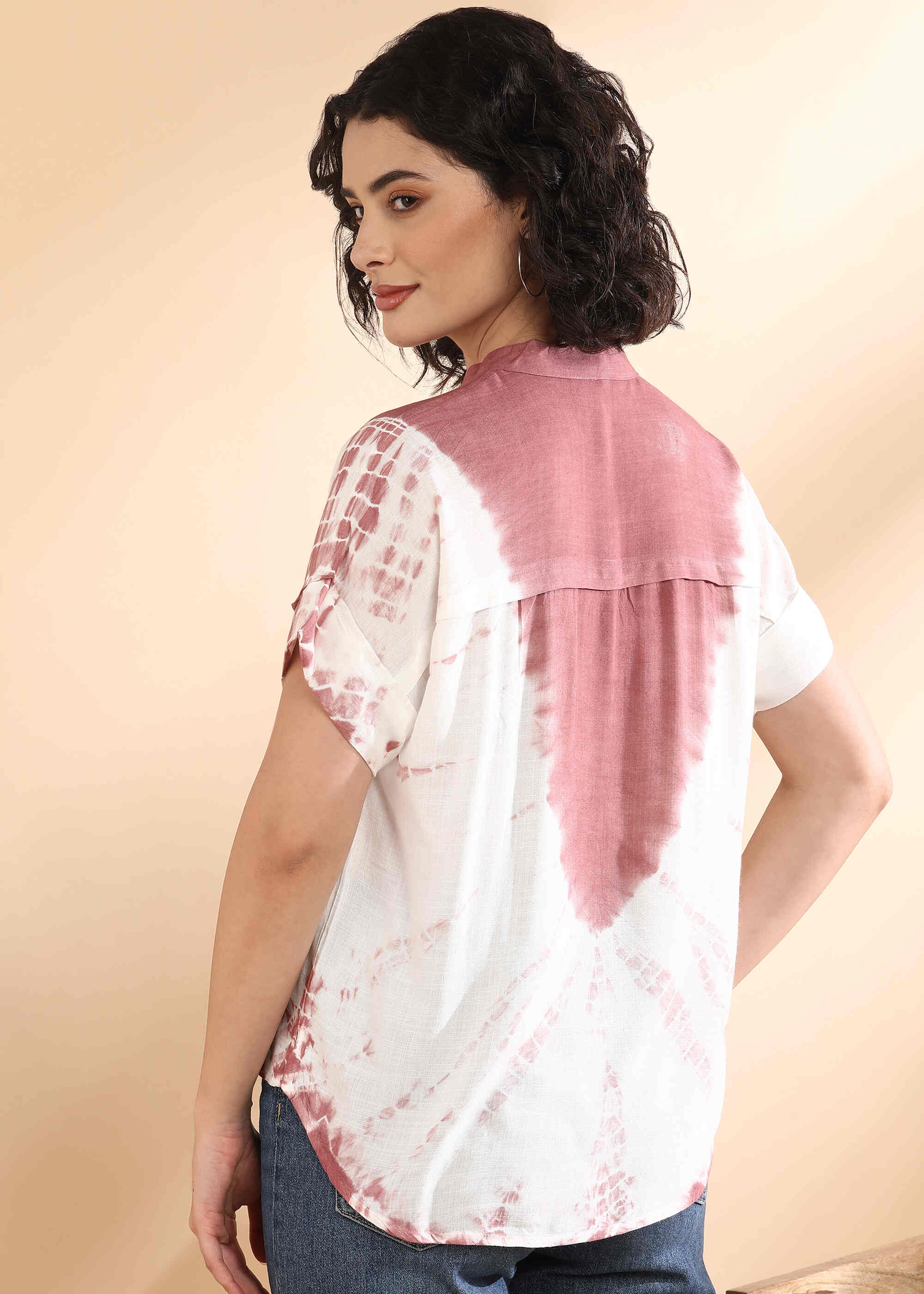 Women Handmade Tie-Dye Rayon Brown Top (W1631)