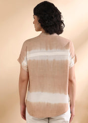 Women Handmade Tie-Dye Rayon Beige Top (W1632)