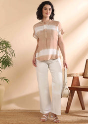 Women Handmade Tie-Dye Rayon Beige Top (W1632)