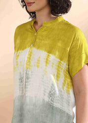 Women Handmade Tie-Dye Rayon Green Top (W1635)