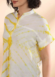 Women Handmade Tie-Dye Rayon Yellow Top (W1636)