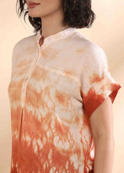 Women Handmade Tie-Dye Rayon Orange Top (W1637)