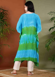 Women Handmade Tie-Dye Rayon Crepe Multi Kaftan (W1642)