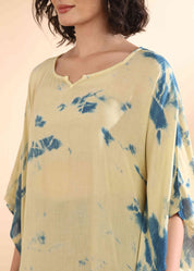 Women Handmade Tie-Dye Rayon Crepe Beige Kaftan (W1647)