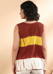 Women Handmade Tie-Dye Rayon Brown Top (W1656)