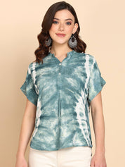 Tie Dyed Fitted Rayon Top for Women (W1458)