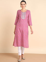 Women Embroidered Printed Rayon Straight Kurta (W1508)