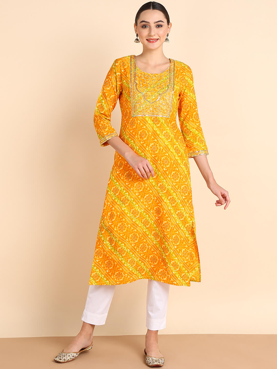 Women Embroidered Printed Rayon Straight Kurta (W1512)