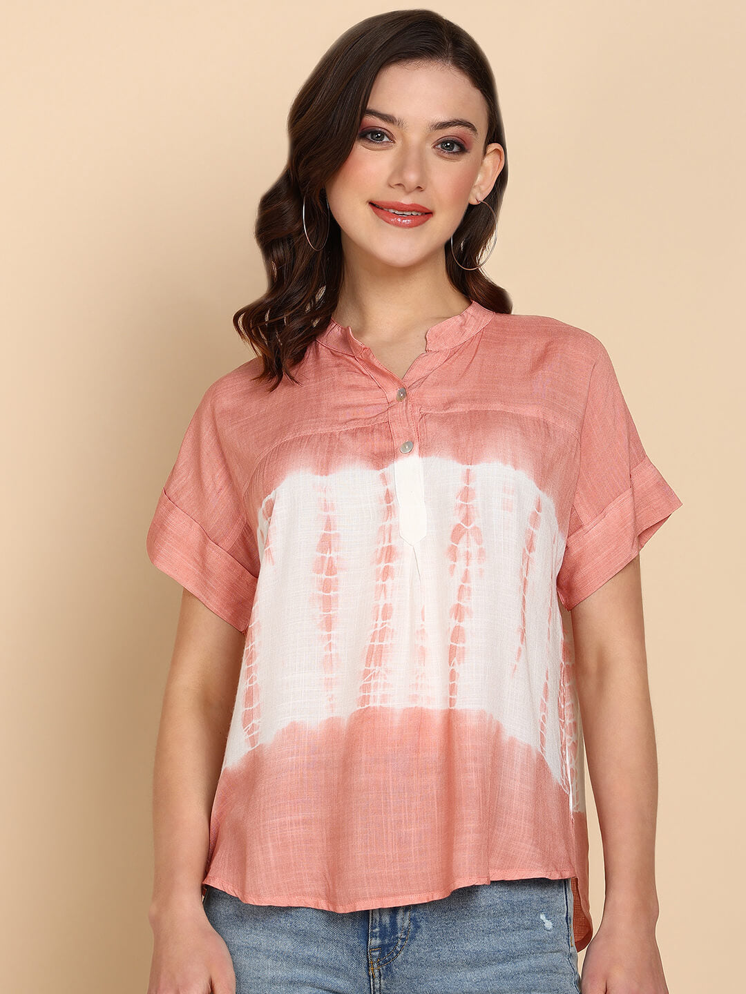 Tie Dyed Fitted Rayon Top for Women (W1462)