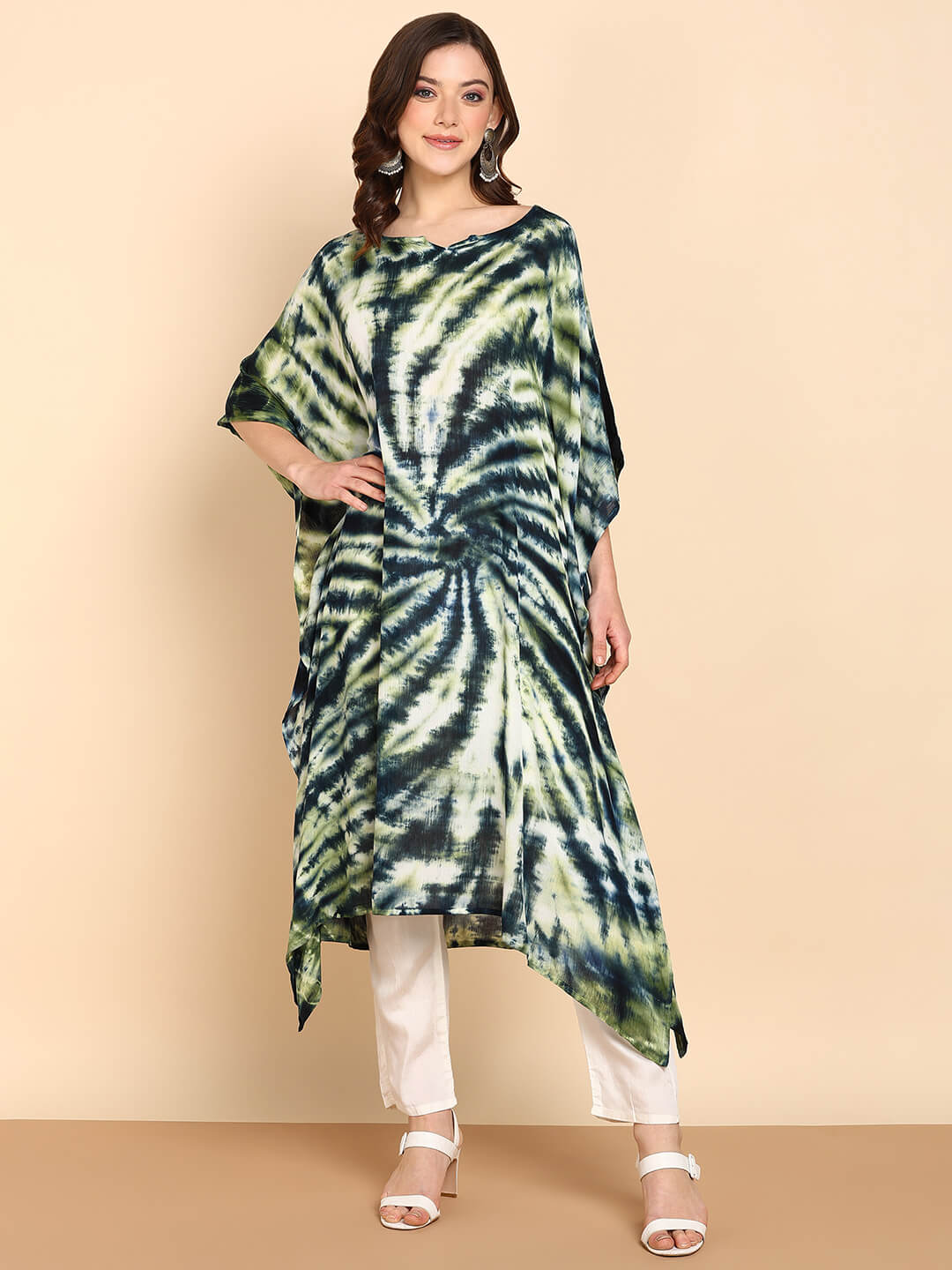 Hand Dyed Loose Fitted Crepe Kaftan Kurta (W1437)