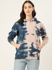 Pure Cotton Fleece Tie & dye Blue Hoodie (W1316)