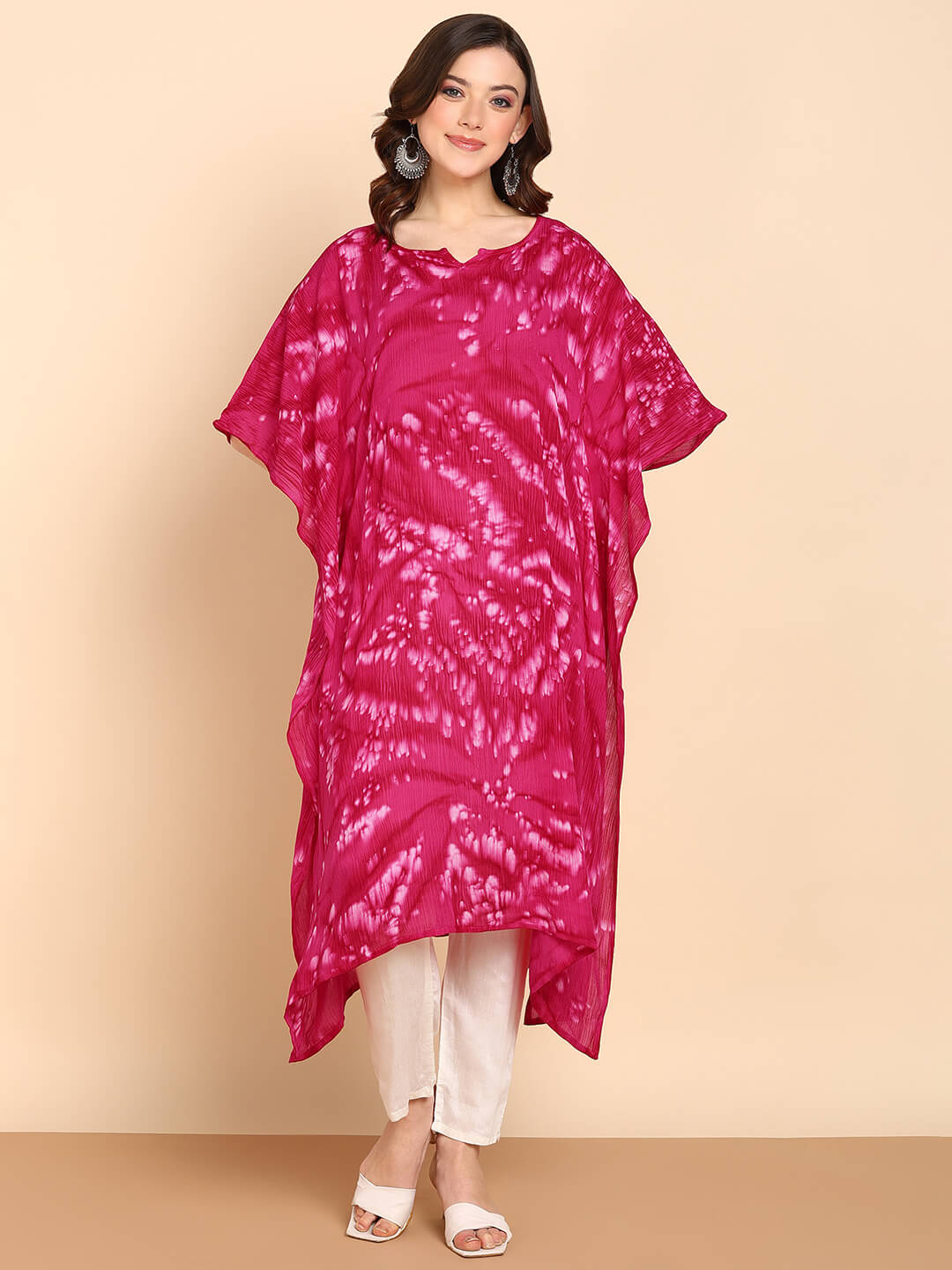 Hand Dyed Loose Fitted Crepe Kaftan Kurta (W1436)