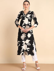 Women Embroidered Printed Rayon Straight Kurta (W1514)