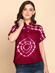 Tie Dyed Fitted Rayon Top for Women (W1463)