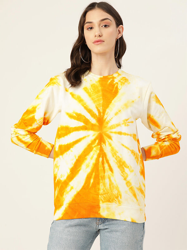 Pure Cotton Tie and Dye Yellow Cracker Sweatshirt (W1319)