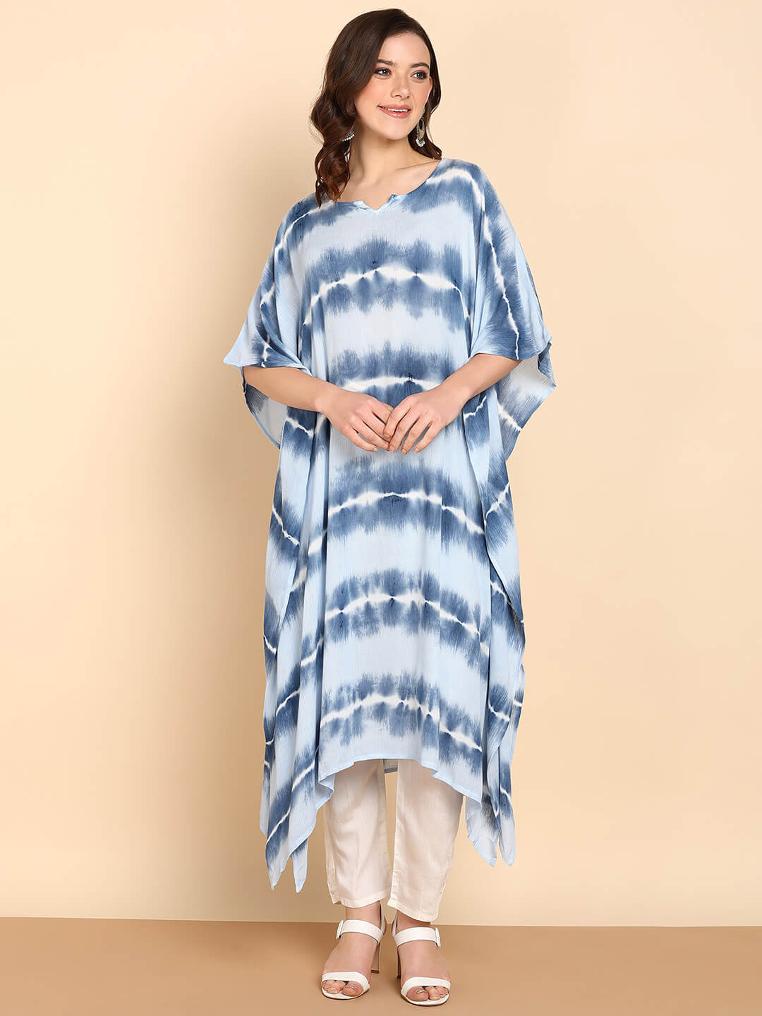 Hand Dyed Loose Fitted Crepe Kaftan Kurta (W1429)