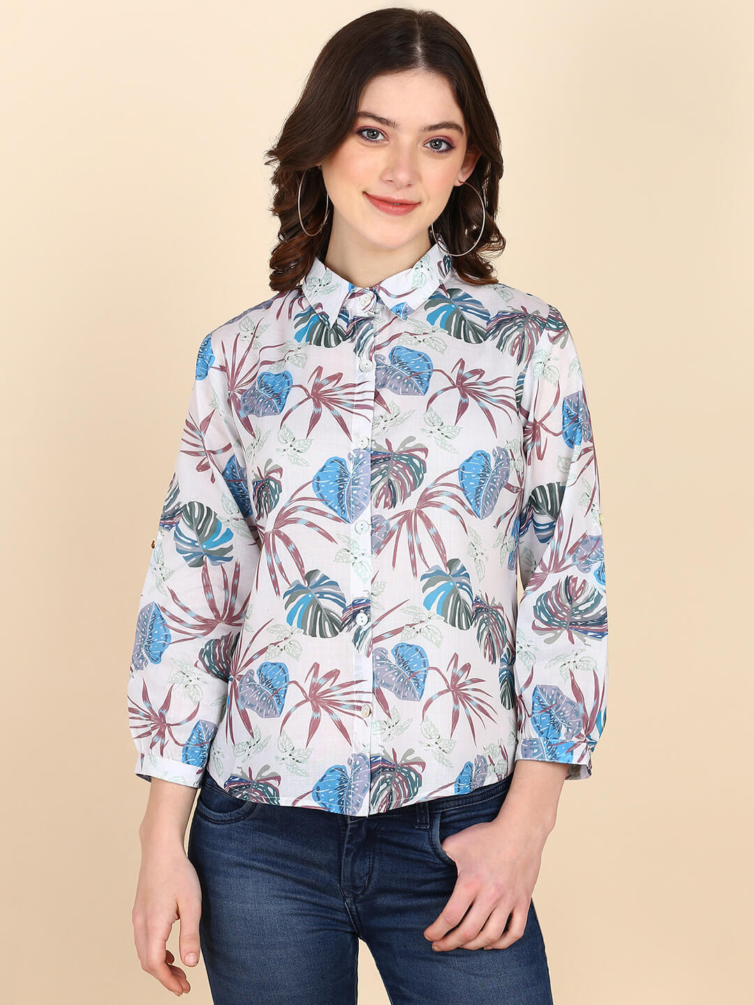 Digital Printed Comfort Fit Shirt for Women (W1491)