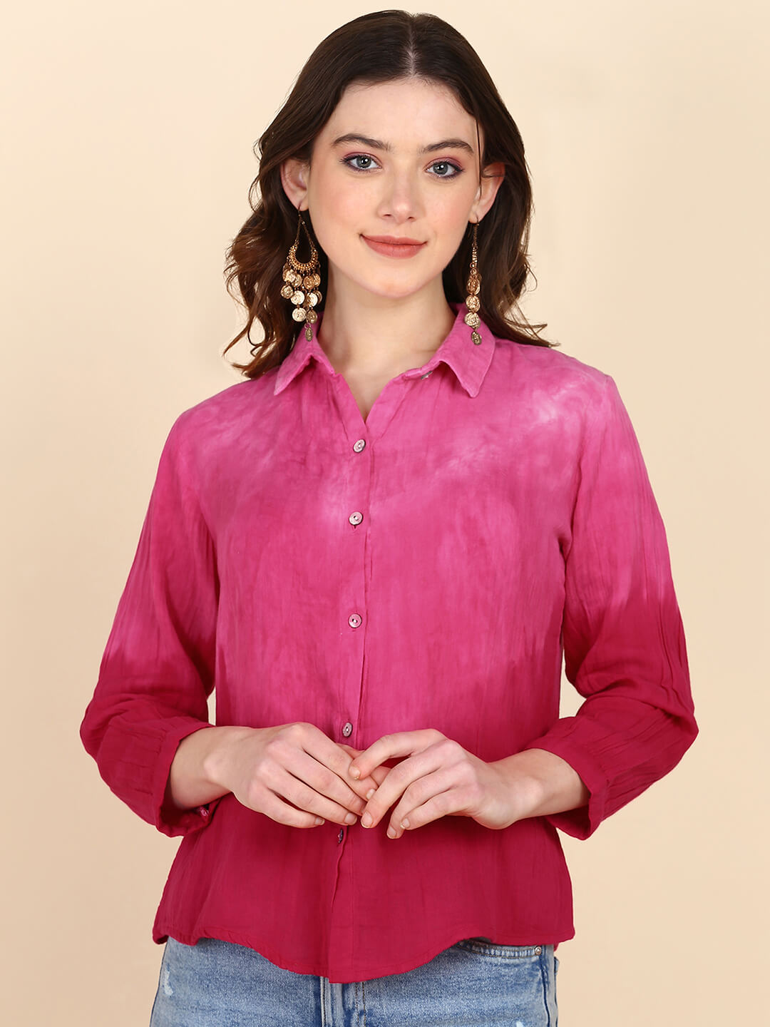 Hand Tie & Dye Comfort Fit Shirt for Women (W1493)