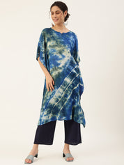 Rayon Crepe Tie Dye Blue Kaftan Kurta (W1209)