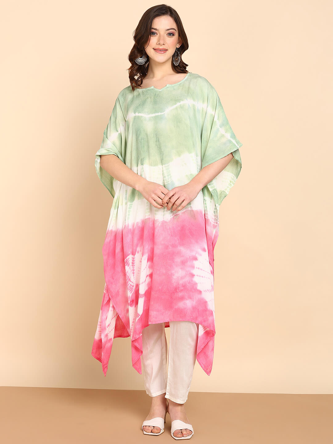 Hand Dyed Loose Fitted Crepe Kaftan Kurta (W1427)