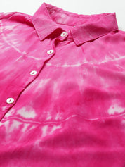 Rayon Tie Dye Pink Loose Fit Shirt (W1271)