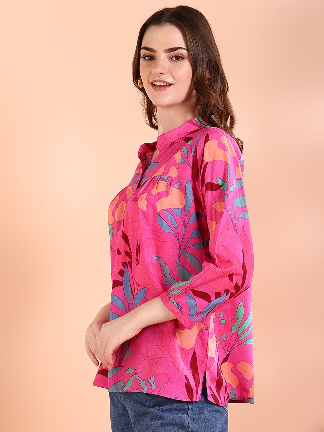 Pink Tie-Dye Crepe Loose Fit Shirt (W1566)