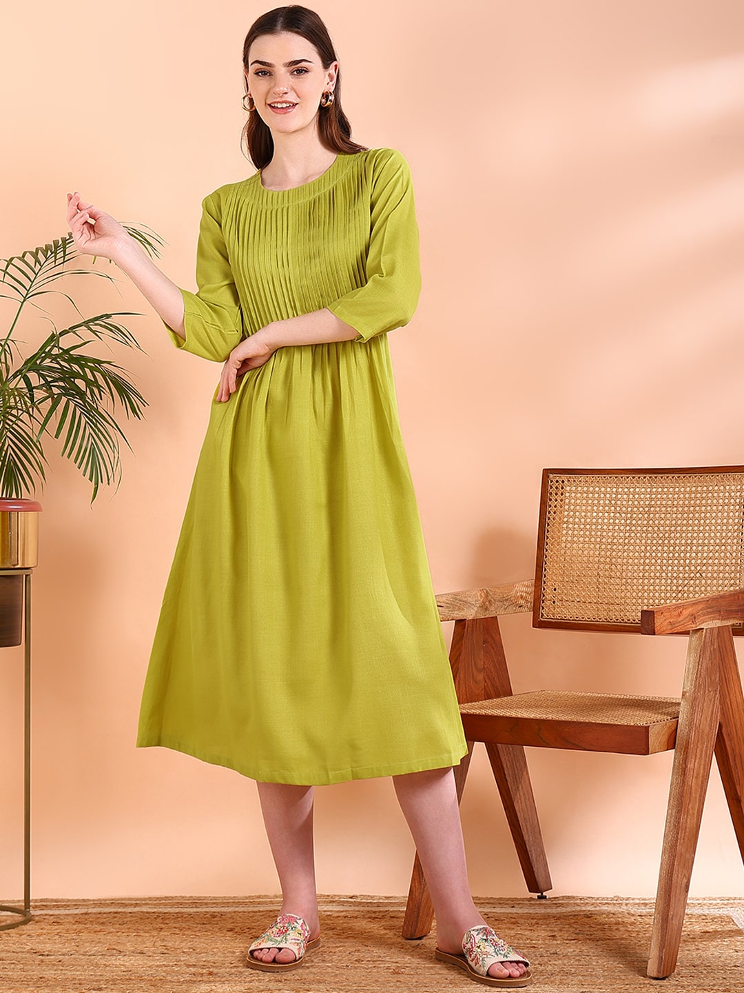 Lime Green Straight Kurta with Soft Rayon (W1570)